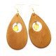 Oval Brown Wooden Earrings With Amber 500