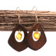 Brown Wooden Dangle Earrings With Yellow Baltic Amber