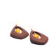 Brown Wooden Dangle Earrings With Yellow Baltic Amber