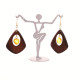 Brown Wooden Dangle Earrings With Yellow Baltic Amber