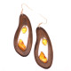 Brown Wooden Earrings With Amber 504