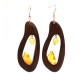 Brown Wooden Earrings With Amber 504