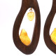 Brown Wooden Earrings With Amber 504