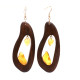 Brown Wooden Earrings With Amber 504