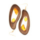Brown Wooden Earrings With Amber 504