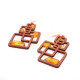 Unique  Design Brown Wooden Earrings With Amber 505