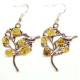 Earrings With Honey Color Baltic Amber "Tree With Bird"