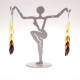 Long Multi-Color Baltic Amber Dangle Earrings with Silver Leverback