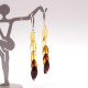Long Multi-Color Baltic Amber Dangle Earrings with Silver Leverback
