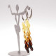 Long Multi-Color Baltic Amber Dangle Earrings with Silver Leverback