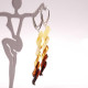 Long Multi-Color Baltic Amber Dangle Earrings with Silver Leverback