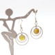 Butter-Colored Amber Earrings with Modern Circles