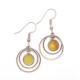 Butter-Colored Amber Earrings with Modern Circles