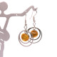 Round earrings with a piece of yellow amber