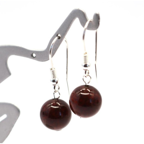Classic Dark Cognac Amber Earrings with 925 Sterling Silver Hooks