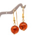 Cognac Color Pressed Baltic Amber Earrings gold plated Sterling Silver 925 hooks