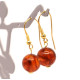 Cognac Color Pressed Baltic Amber Earrings gold plated Sterling Silver 925 hooks
