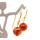 Cognac Color Pressed Baltic Amber Earrings gold plated Sterling Silver 925 hooks