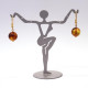 Classic Cognac Baltic Amber Ball Earrings with Gold-Plated Leverback Hooks