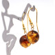 Classic Cognac Baltic Amber Ball Earrings with Gold-Plated Leverback Hooks