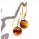 Classic Cognac Baltic Amber Ball Earrings with Gold-Plated Leverback Hooks