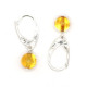 Silver Color Earrings With Lemon Color Baltic Amber Ball