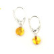 Silver Color Earrings With Lemon Color Baltic Amber Ball