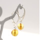 Silver Color Earrings With Lemon Color Baltic Amber Ball
