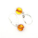 Light Cognac Baltic Amber Ball Earrings with Sterling Silver