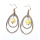 Stainless steel earrings with yellow amber bead