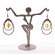 Stainless steel earrings with honey color amber bead
