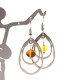 Stainless steel earrings with honey color amber bead