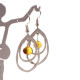Stainless steel earrings with honey color amber bead