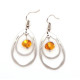 Stainless steel earrings with honey color amber bead