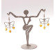 Butterfly-shaped earrings with amber pieces in baroque shape