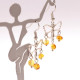 Butterfly-shaped earrings with amber pieces in baroque shape