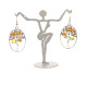 Oval Shape Earrings With Honey Color Baltic Amber "Autumn Tree"