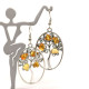 Oval Shape Earrings With Honey Color Baltic Amber "Autumn Tree"