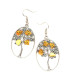 Oval Shape Earrings With Honey Color Baltic Amber "Autumn Tree"
