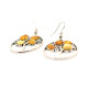 Oval Shape Earrings With Honey Color Baltic Amber "Autumn Tree"