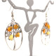 Oval Shape Earrings With Honey Color Baltic Amber "Autumn Tree"
