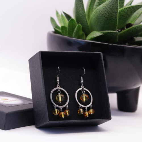 Earrings With Honey Color Baltic Amber 98a