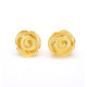 Baltic Amber Light Honey Color 925 Sterling Silver Stud Earrings "ROSE"
