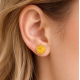 Baltic Amber Light Honey Color 925 Sterling Silver Stud Earrings "ROSE"