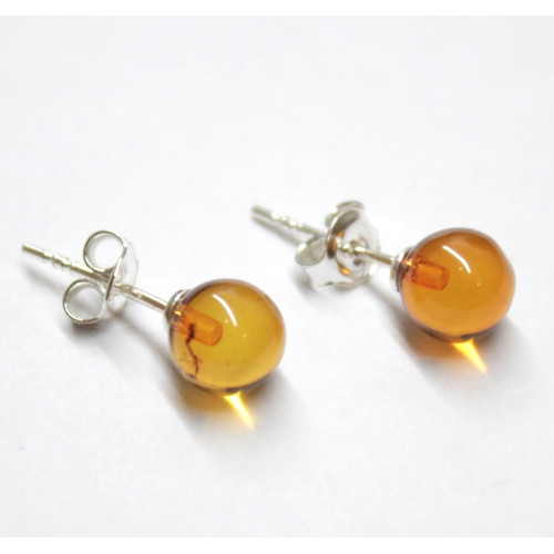 Honey Baltic Amber 925 Sterling Silver Stud Earrings