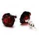 Baltic Amber Dark Cognac Color 925 Sterling Silver Stud Earrings "ROSE"