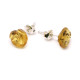 Baltic Amber Greenish Color 925 Sterling Silver Stud Earrings "ROSE"