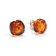 Baltic Amber Cognac Color 925 Sterling Silver Stud Earrings "ROSE"