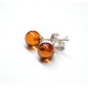 Cognac Color Baltic Amber Stud Earrings Sterling Silver 925