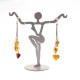 Long Heart Baltic Amber Dangle Earrings with 925 Sterling Silver Studs